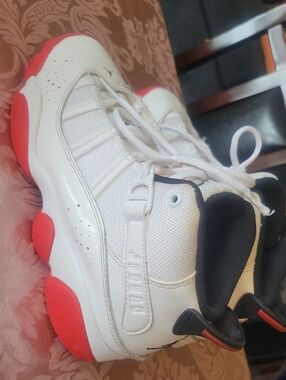 Jordan 6 Rings Big Kids White and Red High-Top Sneakers